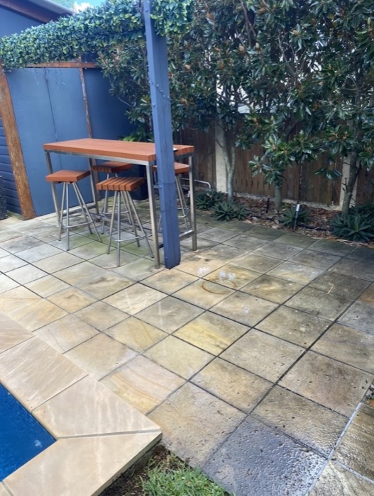 Before exterior cleaning result showing built-up dirt