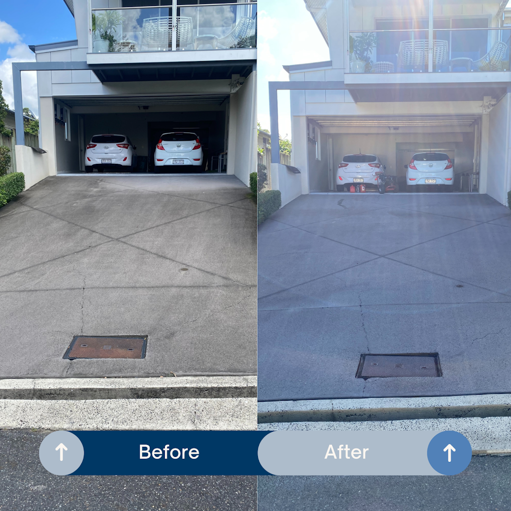 Driveway before and after cleaning comparison